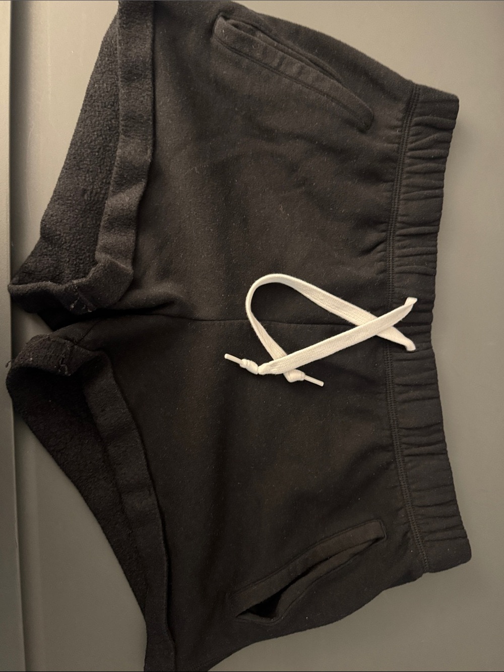 Victoria's Secret Black Athletic Drawstring Shorts with White Tie